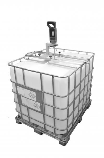 Traverse sur IBC conteneur pour malaxeurs en acier inoxydable V2A, mobile
