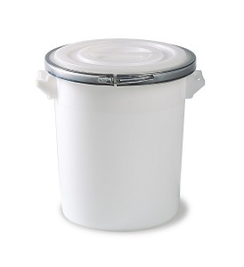 Tonneau en plastique 75 litres pour les aliments avec couvercle, joint, bague de serrage