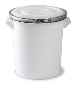 Plastic mixing bucket 100 ltr with lid, seal, clamping ring food-safe